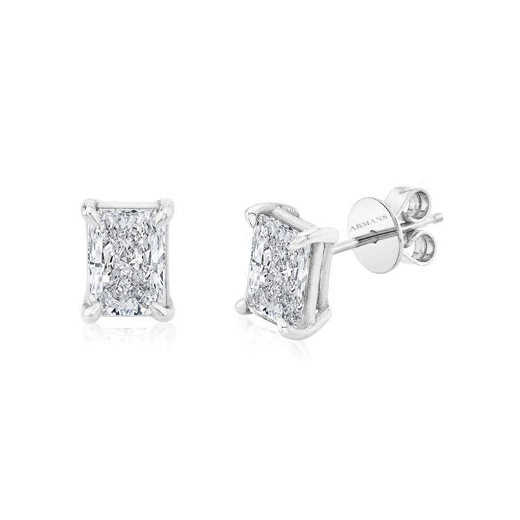 2.04ctw Radiant Cut Diamond Bezel Stud Earrings, GIA WX VVS – Jewels by  Grace